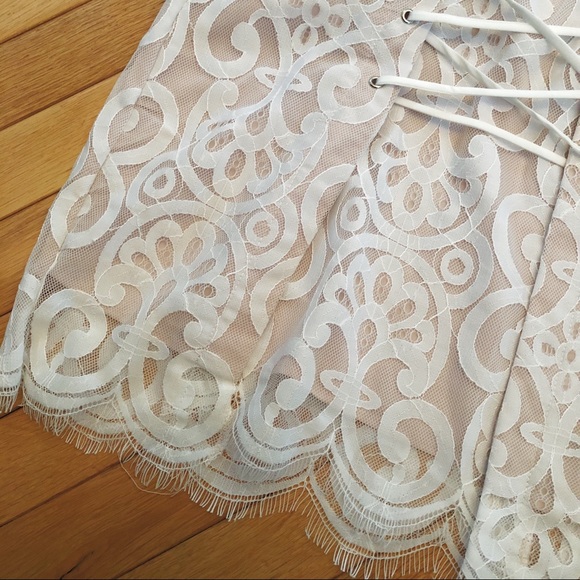 White Lace Up Bodycon Dress - Picture 2 of 7